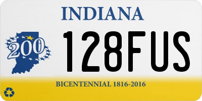 IN license plate 128FUS