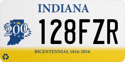IN license plate 128FZR