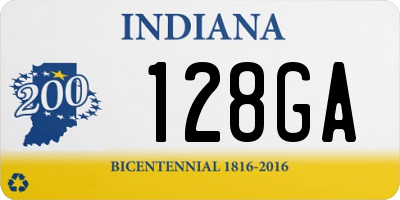 IN license plate 128GA