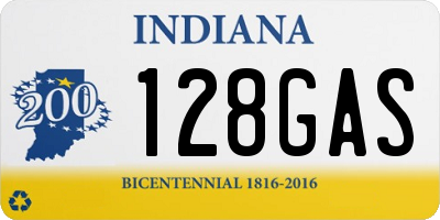 IN license plate 128GAS