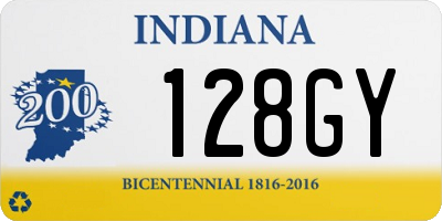 IN license plate 128GY