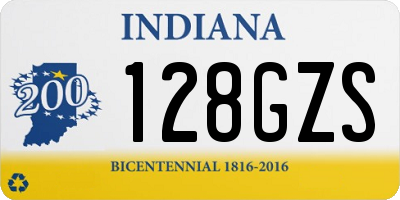 IN license plate 128GZS