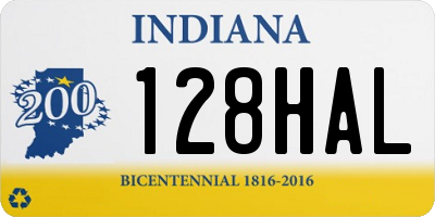 IN license plate 128HAL