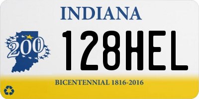 IN license plate 128HEL