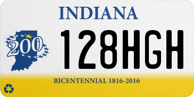 IN license plate 128HGH