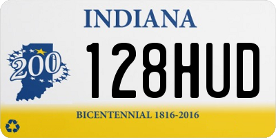 IN license plate 128HUD