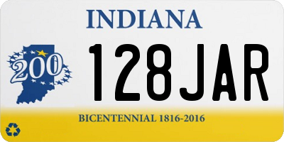 IN license plate 128JAR