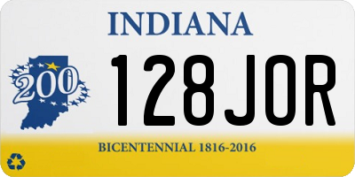 IN license plate 128JOR