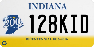 IN license plate 128KID