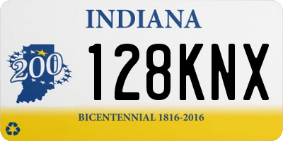 IN license plate 128KNX