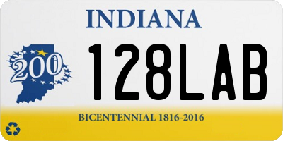 IN license plate 128LAB