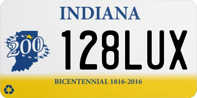 IN license plate 128LUX