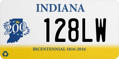 IN license plate 128LW