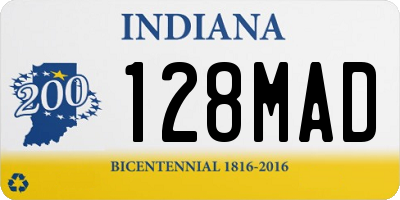 IN license plate 128MAD