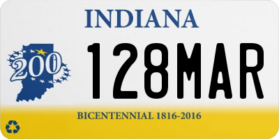 IN license plate 128MAR