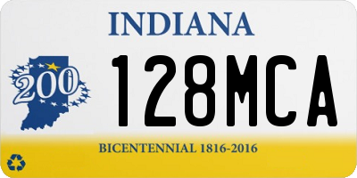 IN license plate 128MCA