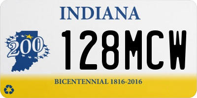 IN license plate 128MCW