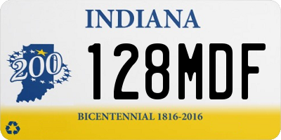IN license plate 128MDF
