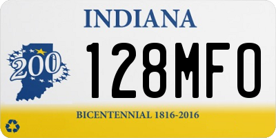 IN license plate 128MFO