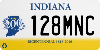IN license plate 128MNC