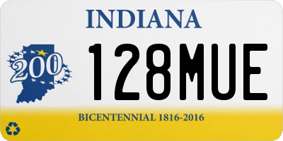 IN license plate 128MUE