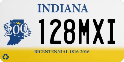 IN license plate 128MXI