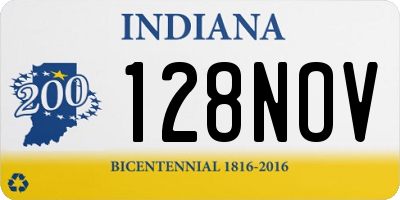 IN license plate 128NOV