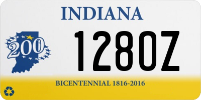 IN license plate 128OZ