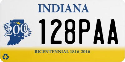 IN license plate 128PAA