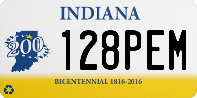 IN license plate 128PEM