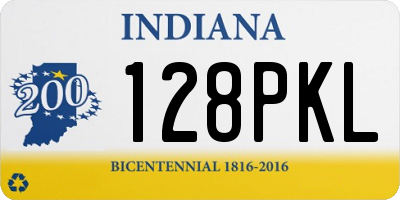 IN license plate 128PKL
