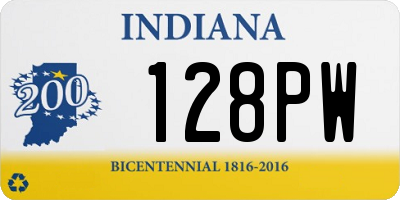 IN license plate 128PW