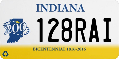 IN license plate 128RAI