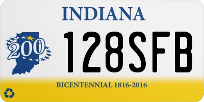 IN license plate 128SFB