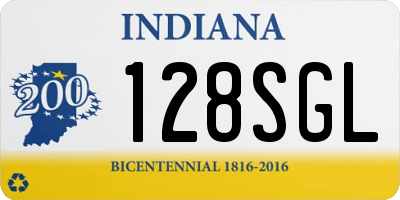 IN license plate 128SGL