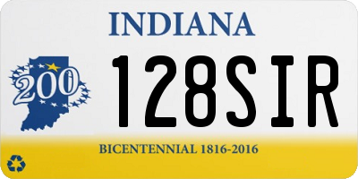 IN license plate 128SIR