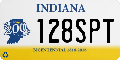 IN license plate 128SPT