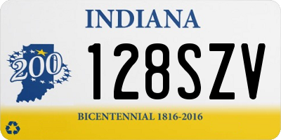 IN license plate 128SZV