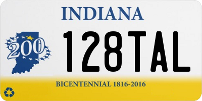 IN license plate 128TAL