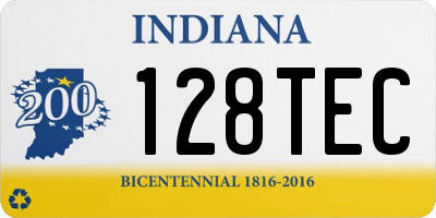 IN license plate 128TEC