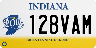 IN license plate 128VAM