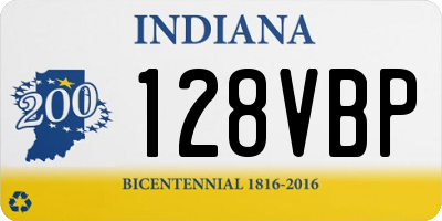 IN license plate 128VBP