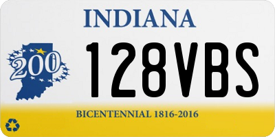 IN license plate 128VBS