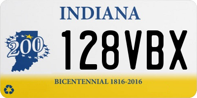 IN license plate 128VBX