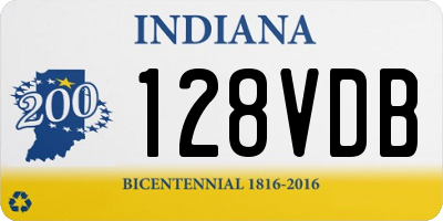 IN license plate 128VDB