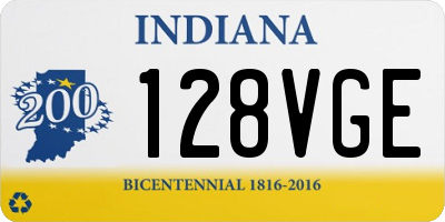 IN license plate 128VGE