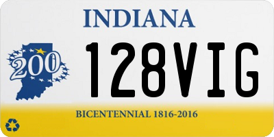 IN license plate 128VIG