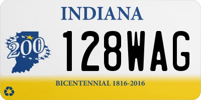 IN license plate 128WAG