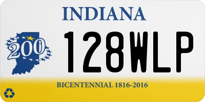 IN license plate 128WLP