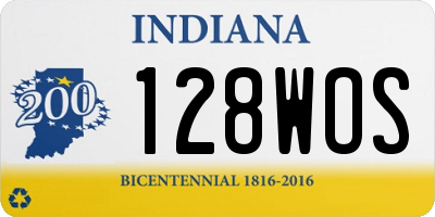 IN license plate 128WOS